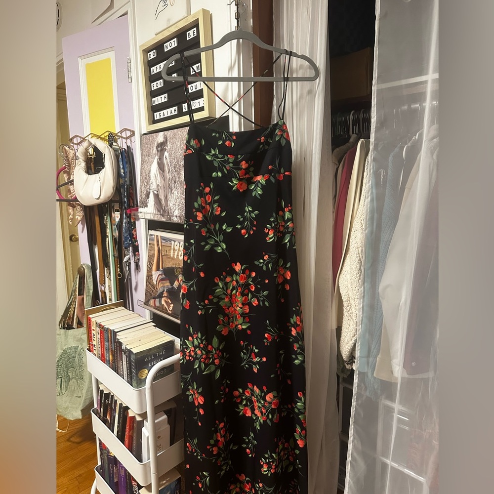 Rose Print Silk Dress